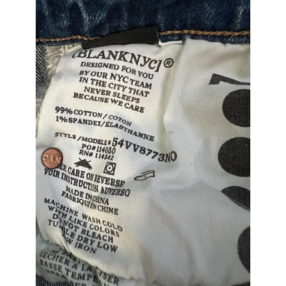 NWT BLANKNYC Size 27 Button Fly Raw Hem Long Denim Shorts MSRP $78